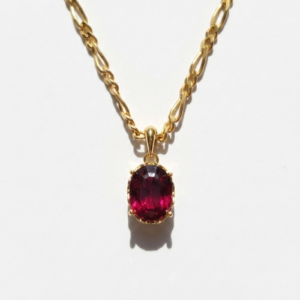 Pendentif Rose Impérial – Argent Plaqué Or & Grenat Rhodolite Naturel 2.20ct